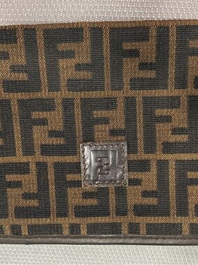 Fendi Zucca Print Zip Clutch / Pouch Vintage Brown Canvas-usedconditions